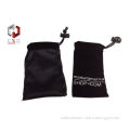 12 * 6 Cm Black Printed Velvet Drawstring Bag For Gift Custom